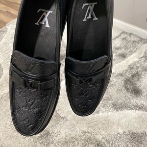 Louis Vuitton Embossed Black Loafers